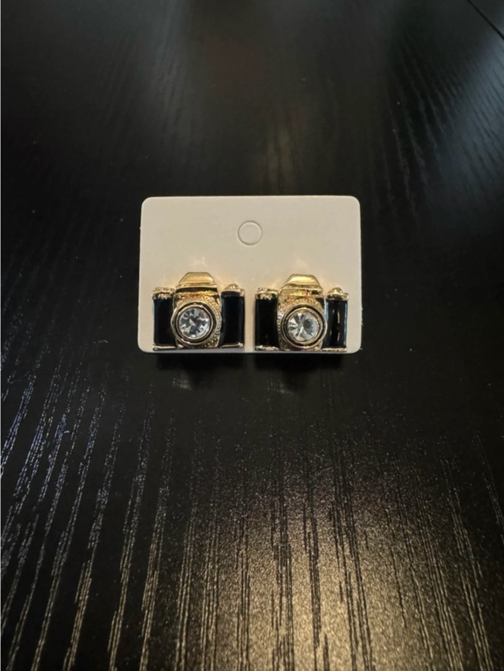 Kids Camera Stud Earrings - Gold and Black